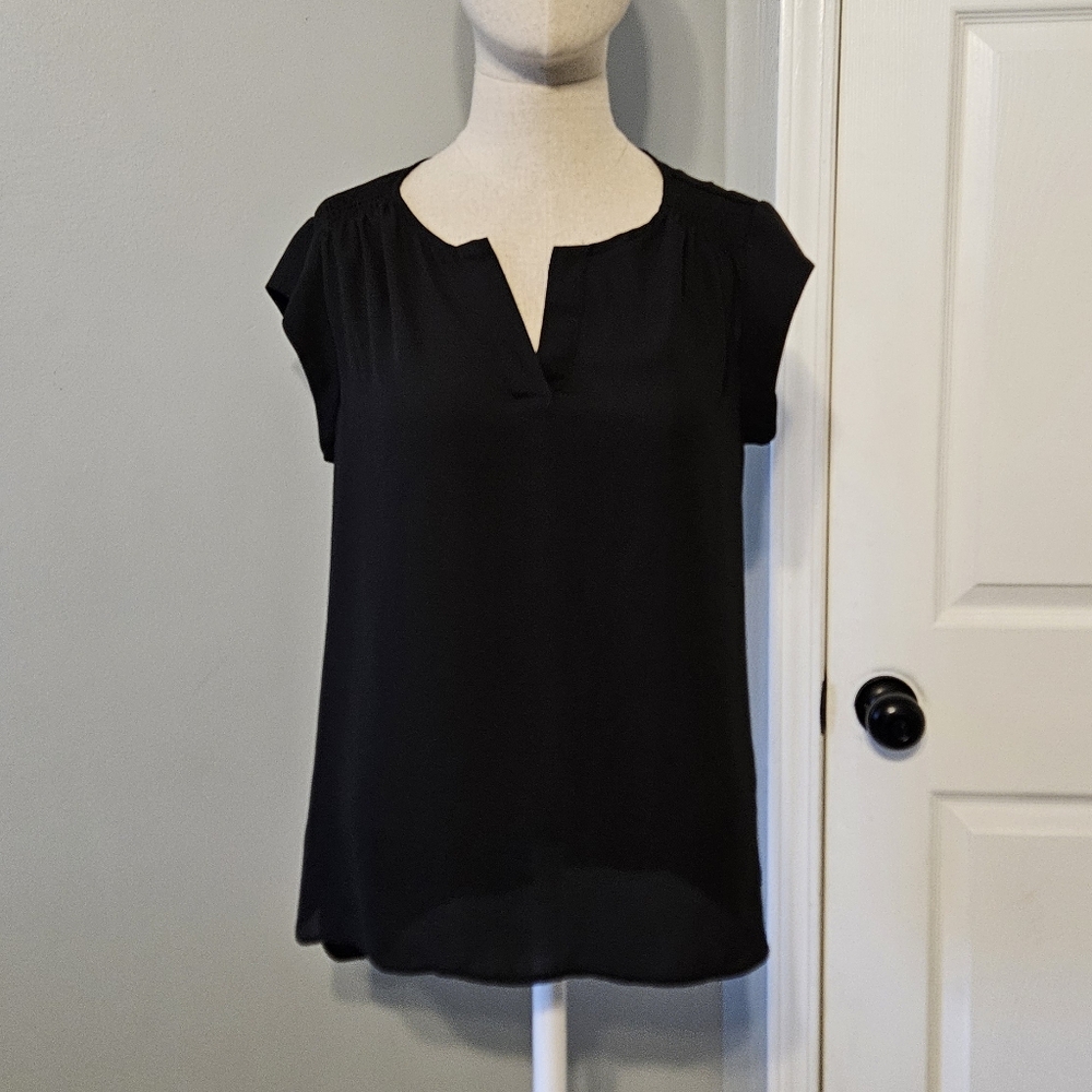 DR2 Black V-Neck Women's Blouse